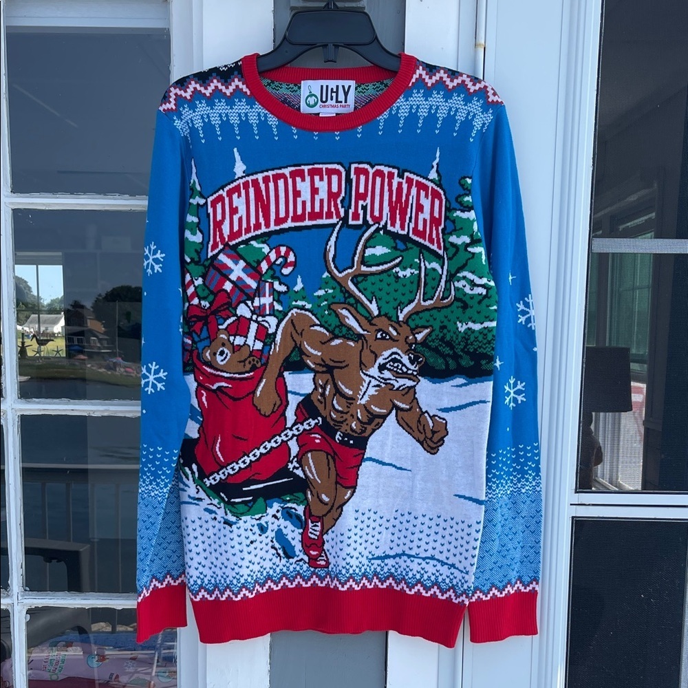 Ugly Christmas Party - Christmas Sweater - Workout Reindeer Power - M